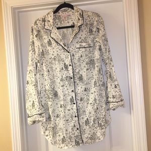Victoria’s Secret Pajama Shirt Gown Cream Black